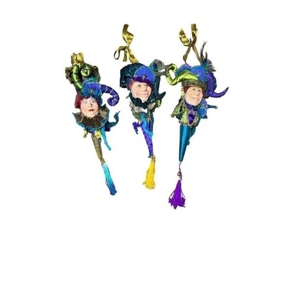 Katherine's Collection Kleski Alantini Harlequin Mardis Gras Hanging Cones Set o - Picture 1 of 6